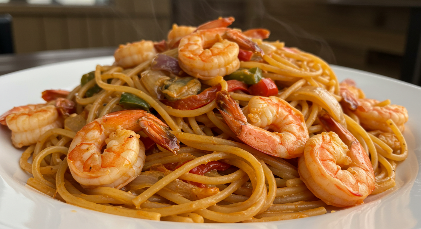 A bowl of Cajun shrimp pasta featuring creamy sauce, plump shrimp, and garnished with fresh parsley.